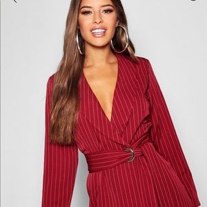 Petite Pinstripe Tie Blazer Dress size US 4